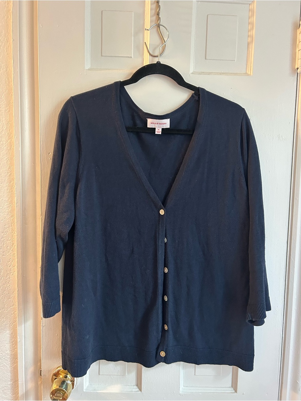 Molly & Isadora Navy Button-Front V-Neck Cardigan